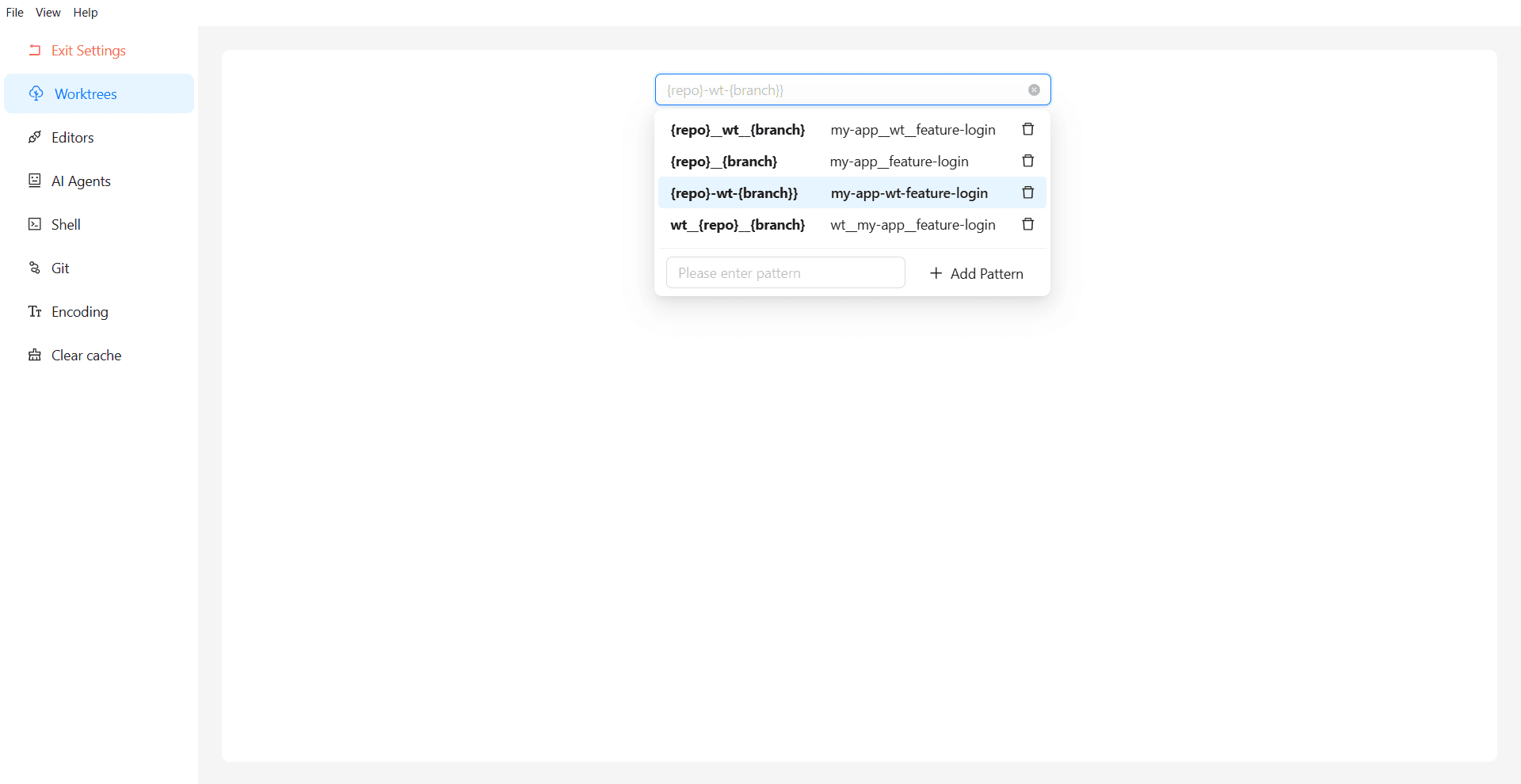 Worktree settings