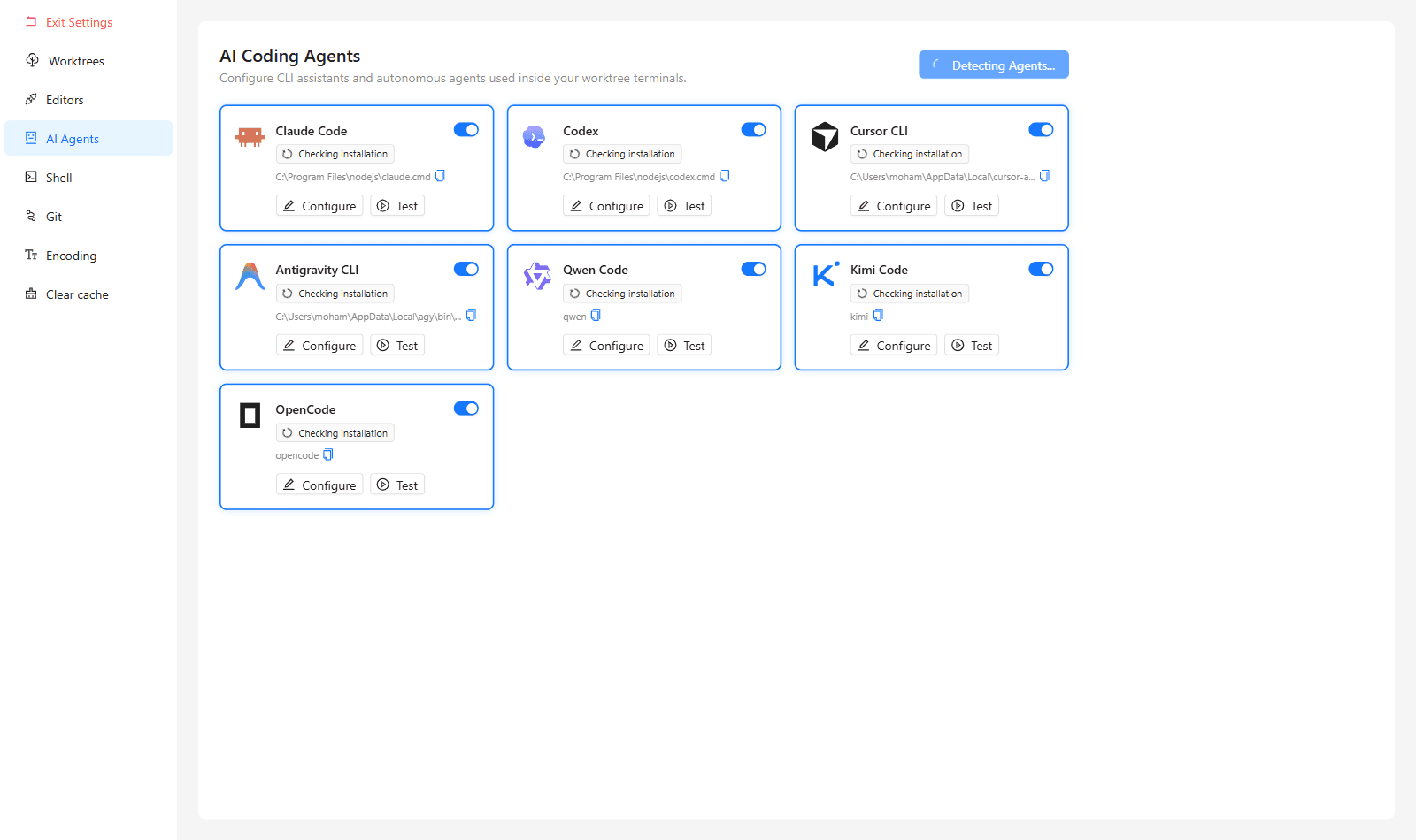 AI-agent settings