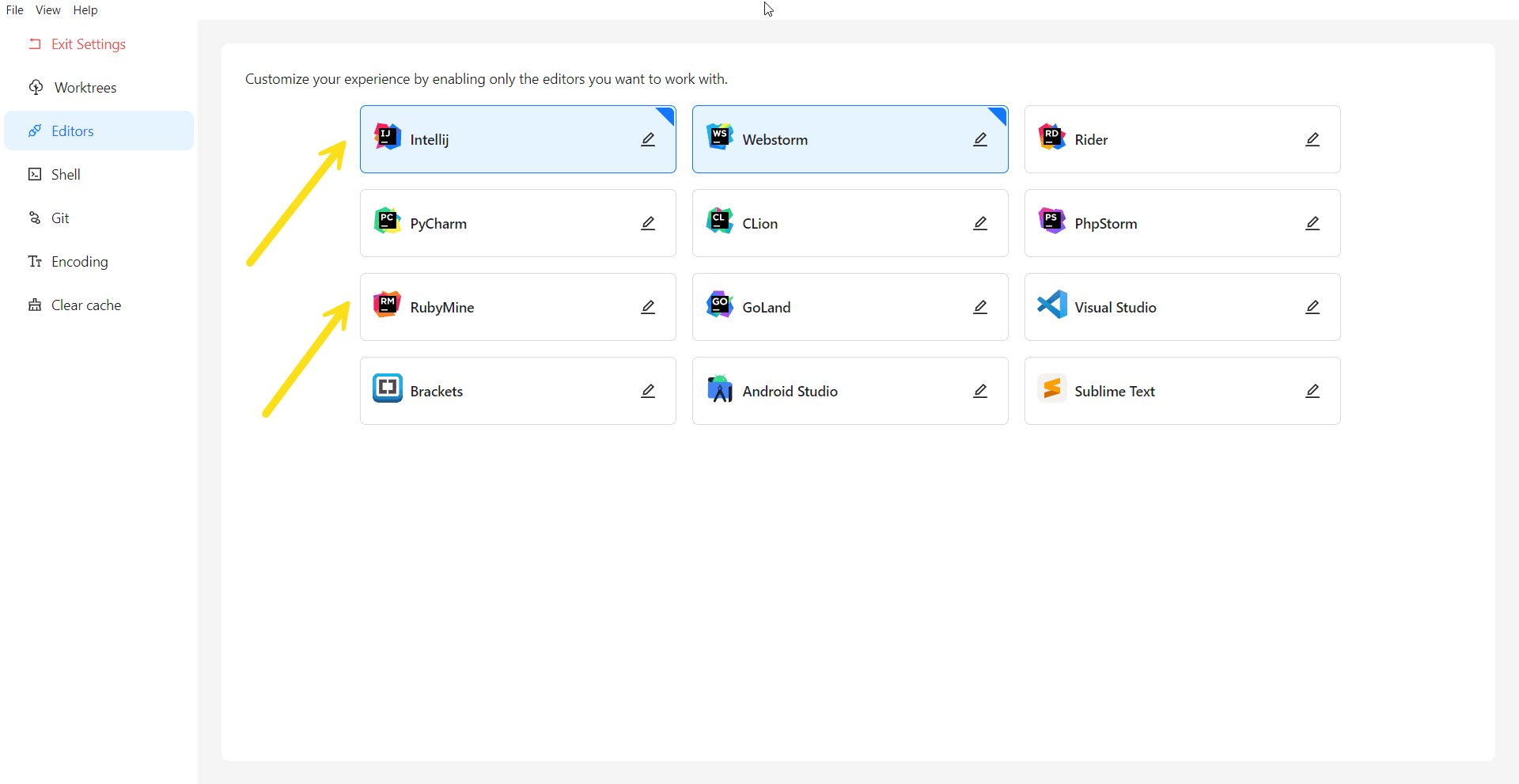Activate/Deactivate an editor