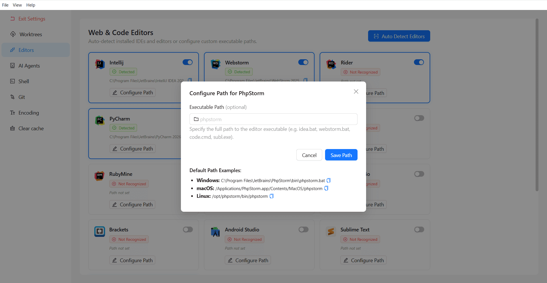 Edit the Full Path of an editor