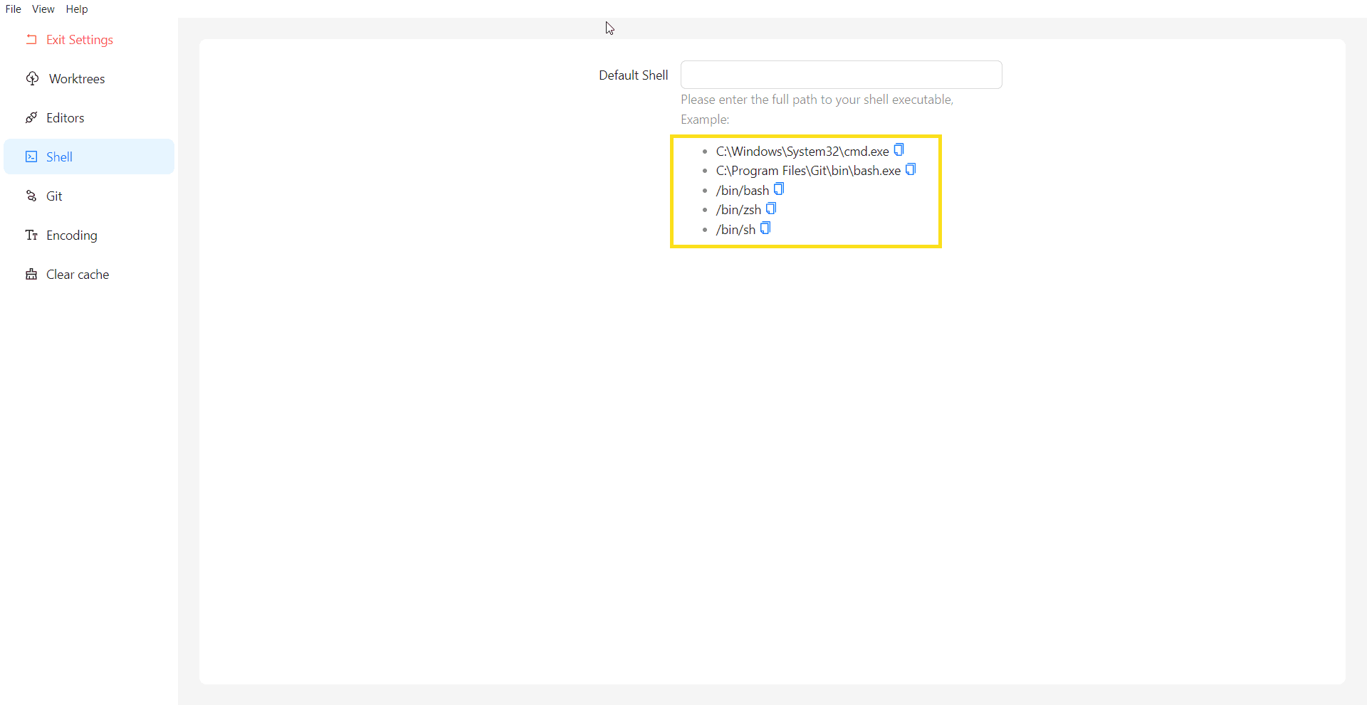 Configure the Full Path of a Shell