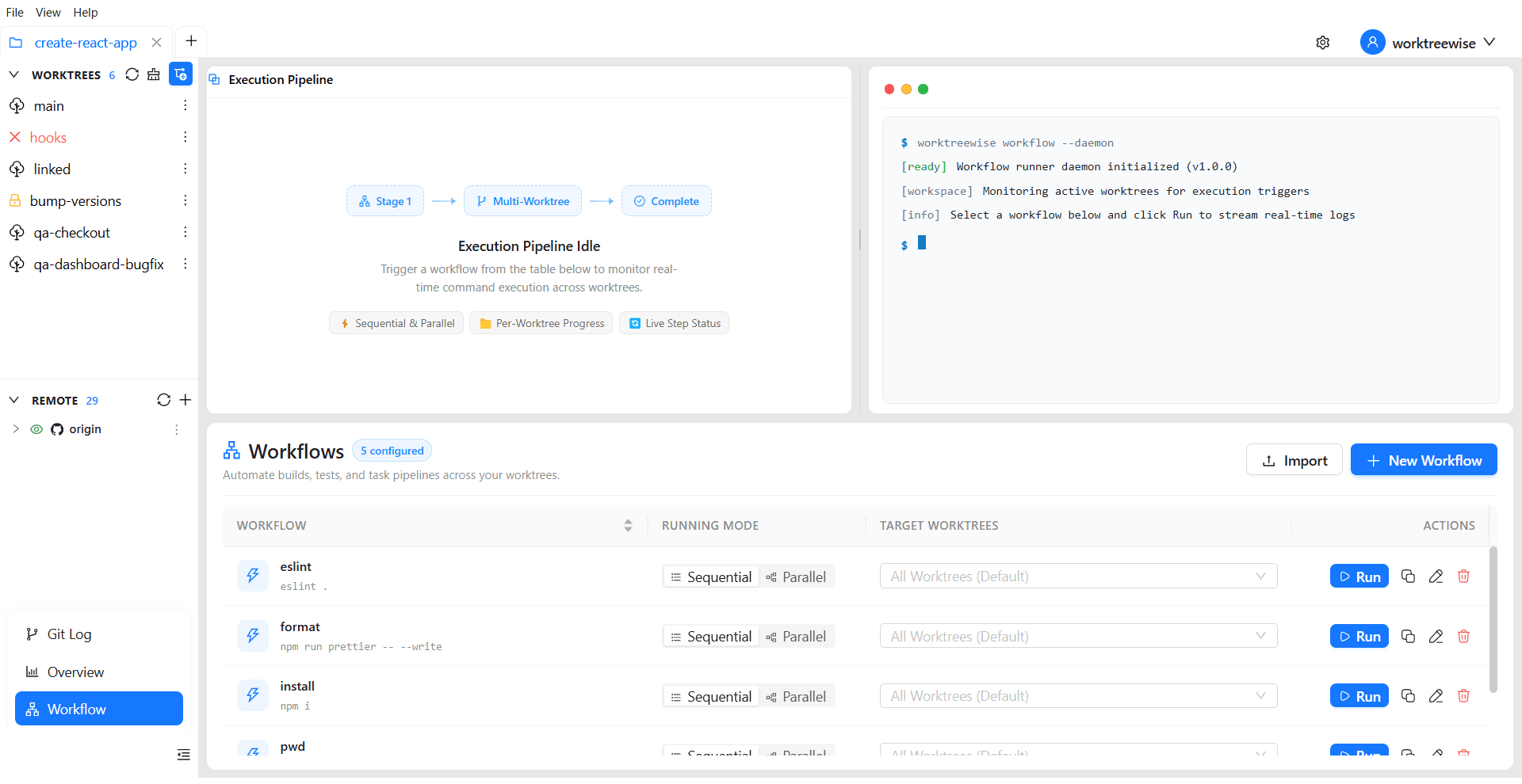 Workflow workspace