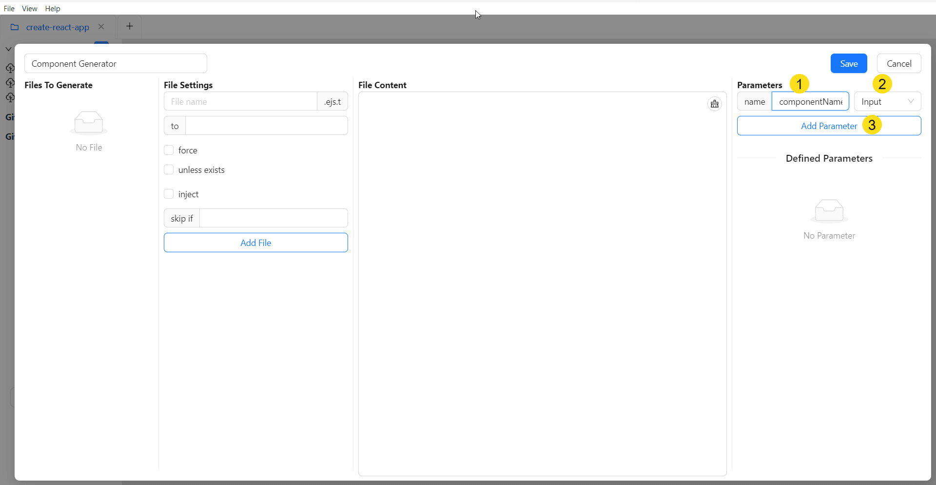 Add Parameter to Code Generator