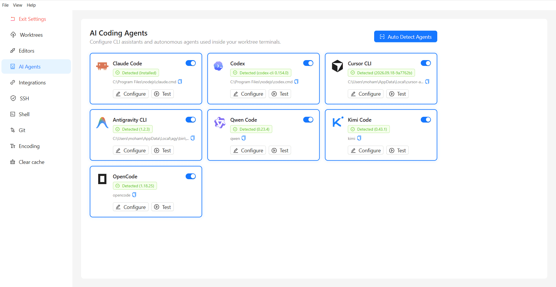 AI-agent settings