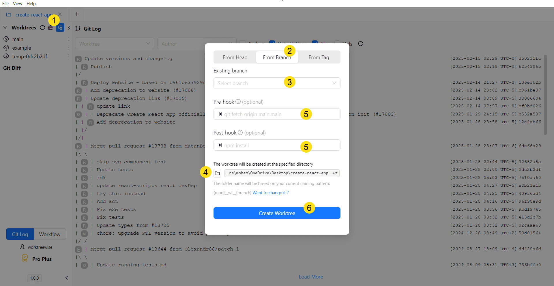 Create new Worktree from Branch