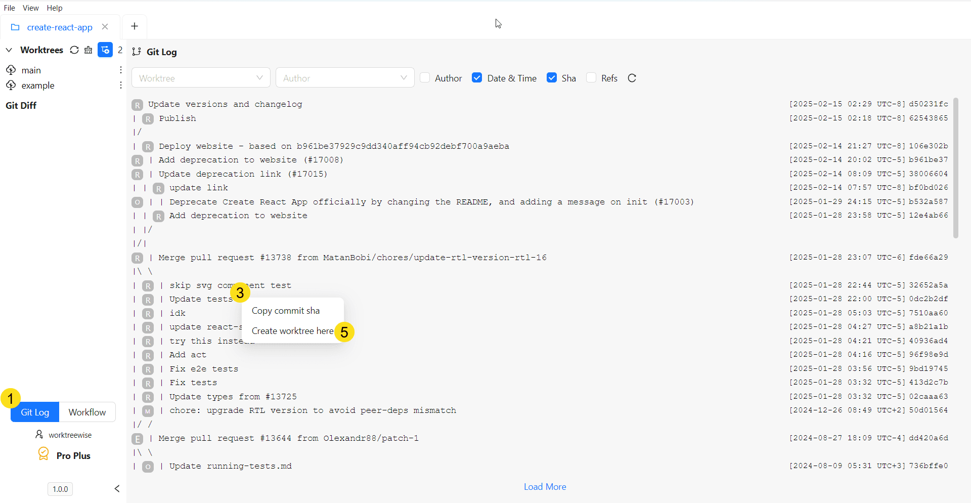 Create new Worktree from a Git Commit