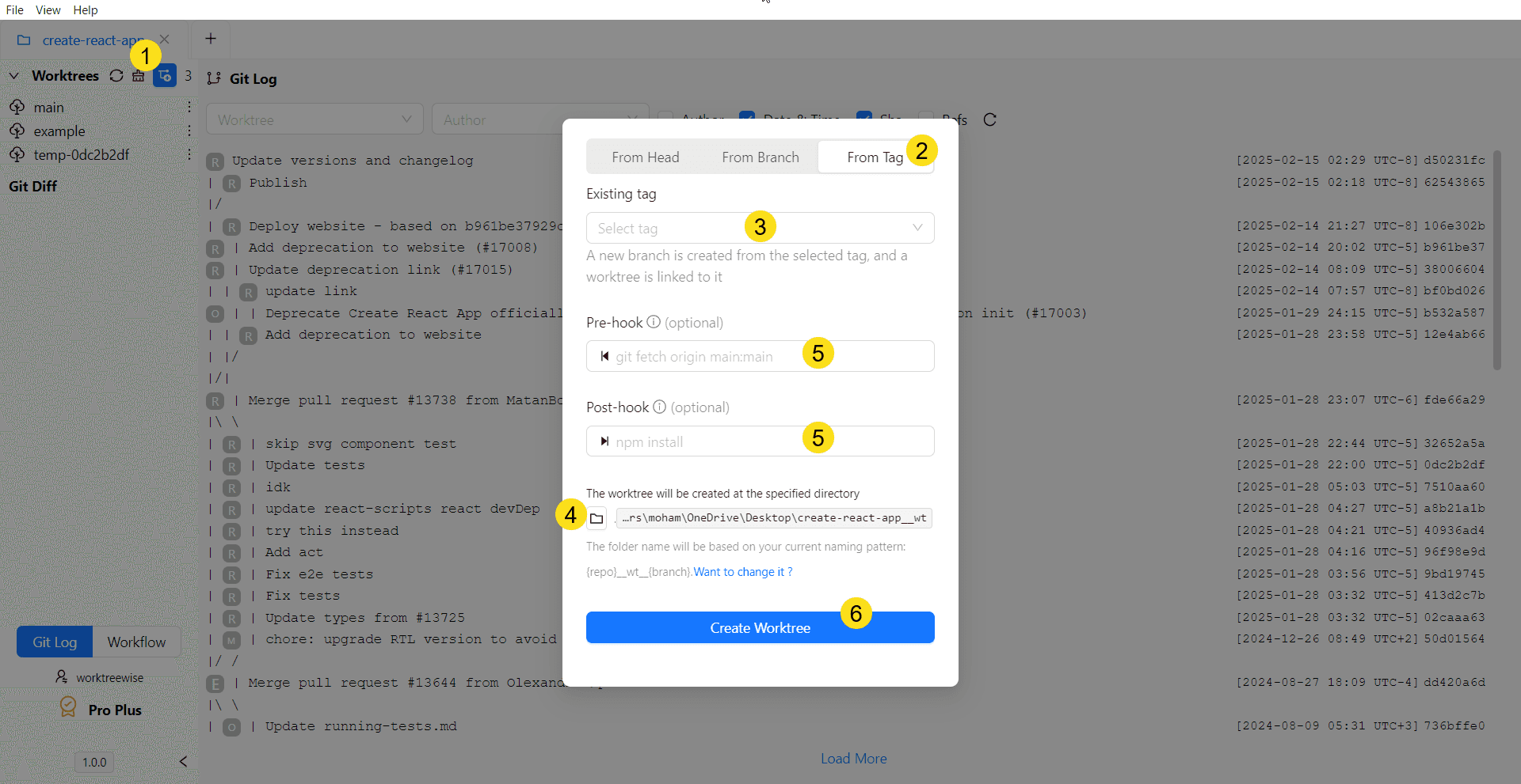 Create new Worktree from Tag