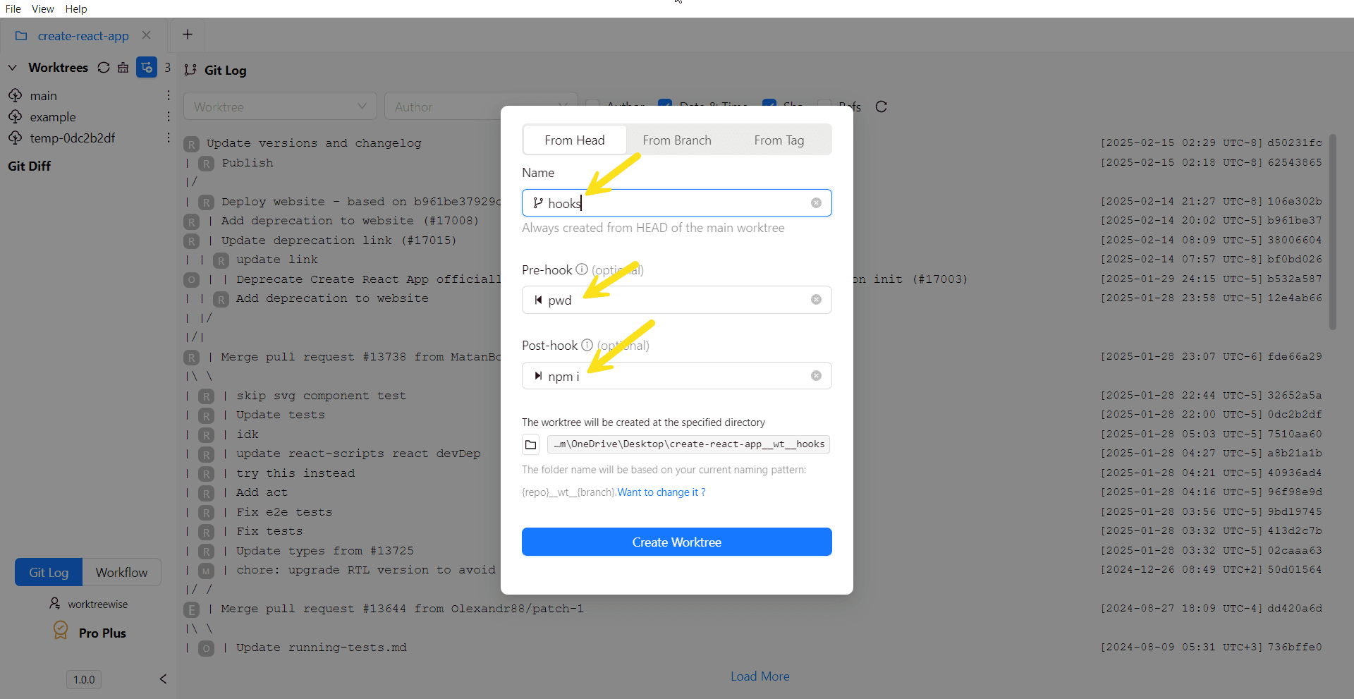 Create Git Worktree with Hooks