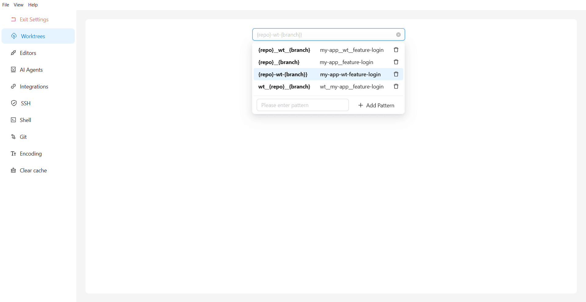 Worktree settings