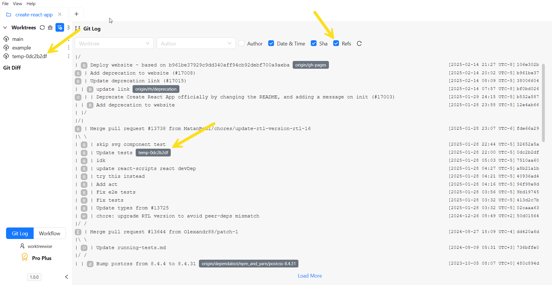 Worktree Created from a Git Commit