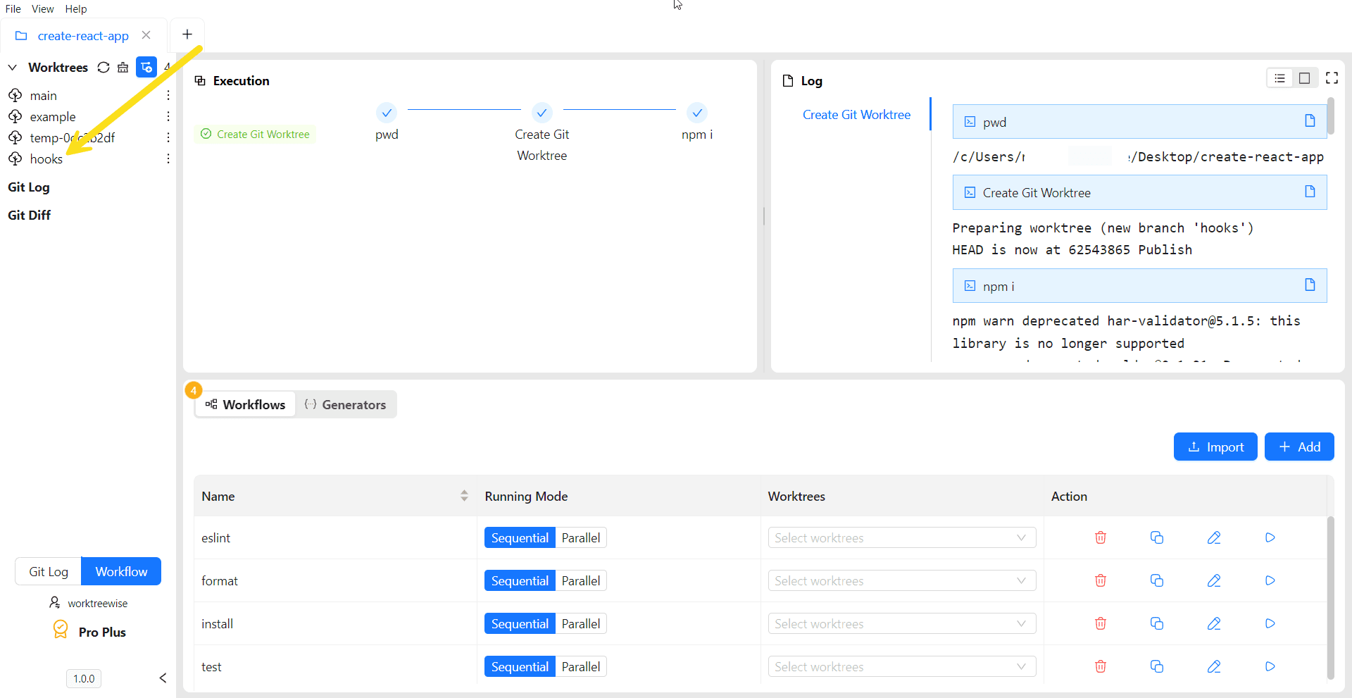 Git Worktree Created with Hooks